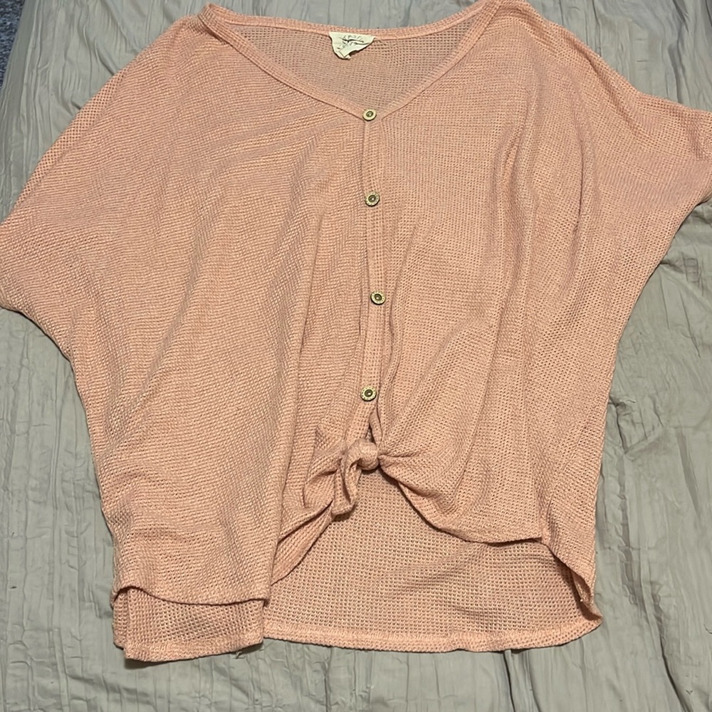Oversized pink waffle shirt!